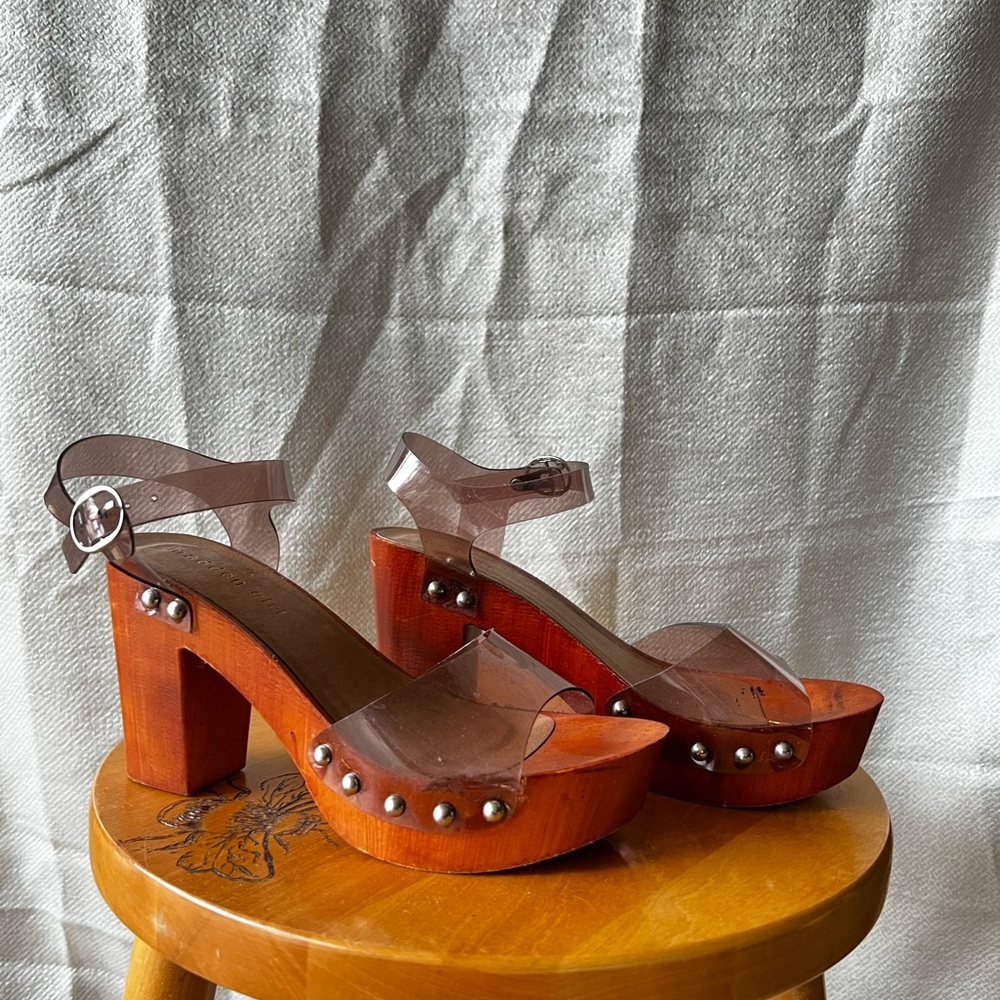 Madden Girl Brown Wooden Platform Heels with Chunky Heel